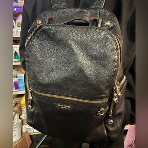 PREOWNED Henri Bendel black reptile embossed textured leather backpack